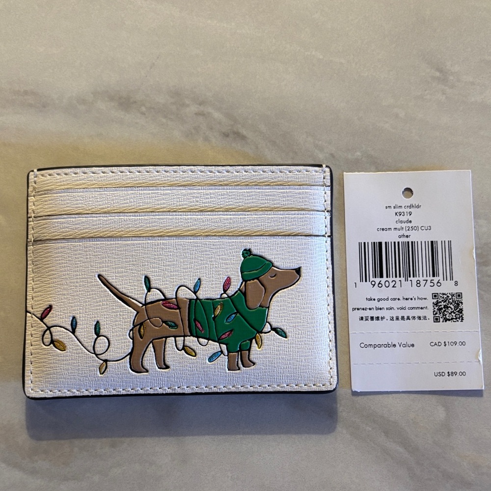 Kate Spade Cream Card Holder with Dog Design
